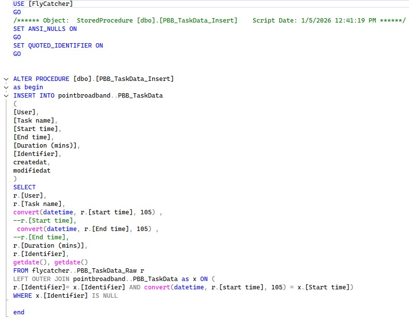 Transformation Import query
